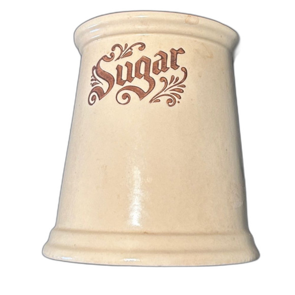 Sugar Crock Pottery Kitchen Home Decor Utensil Holder Vase Neutral Brown Vintage - Picture 1 of 2